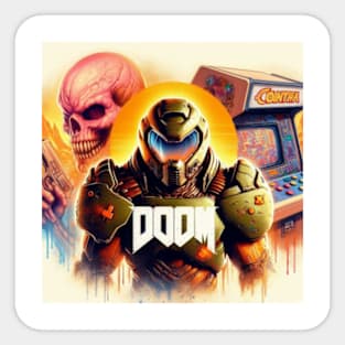 Doom Guy with Contra Arcade Sticker